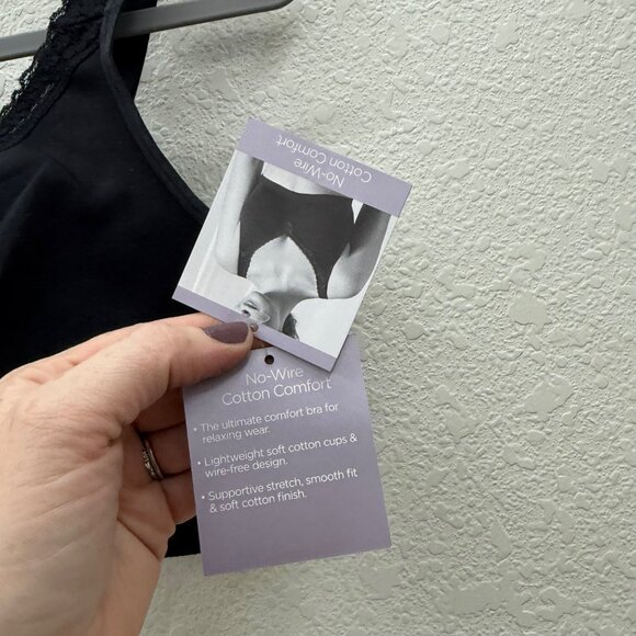 Catherines Intimates Black Cotton Comfort Wireless Bra Womens size 42DDD NEW - Picture 2 of 6